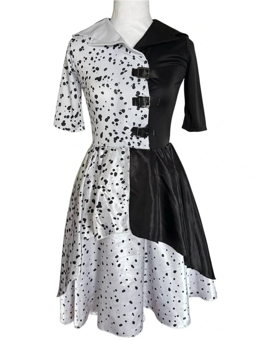 Cruella De Vil Costume Girls M Black White Dalmatian Dress Halloween